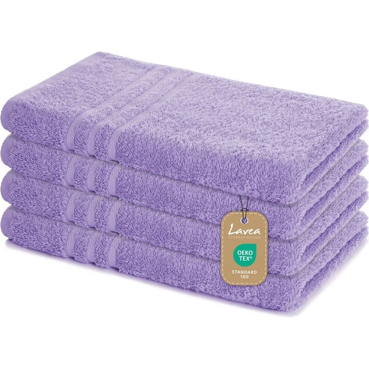 Lavea 4er Set Handtuch 50x100 cm, Frottierserie Elena, Lavendel – Bild 1