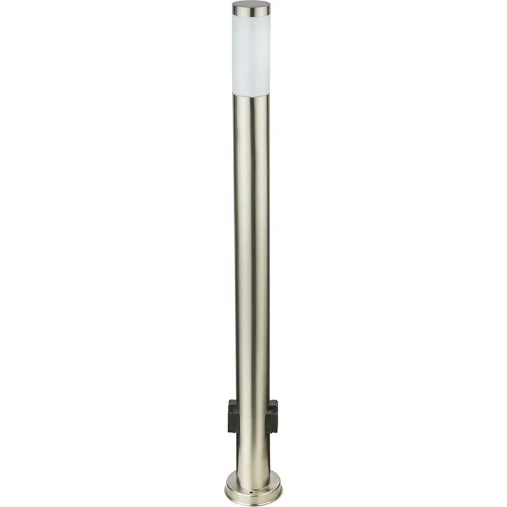 Stehlampe, 2x Steckdose, Edelstahl, silber, H 110 cm