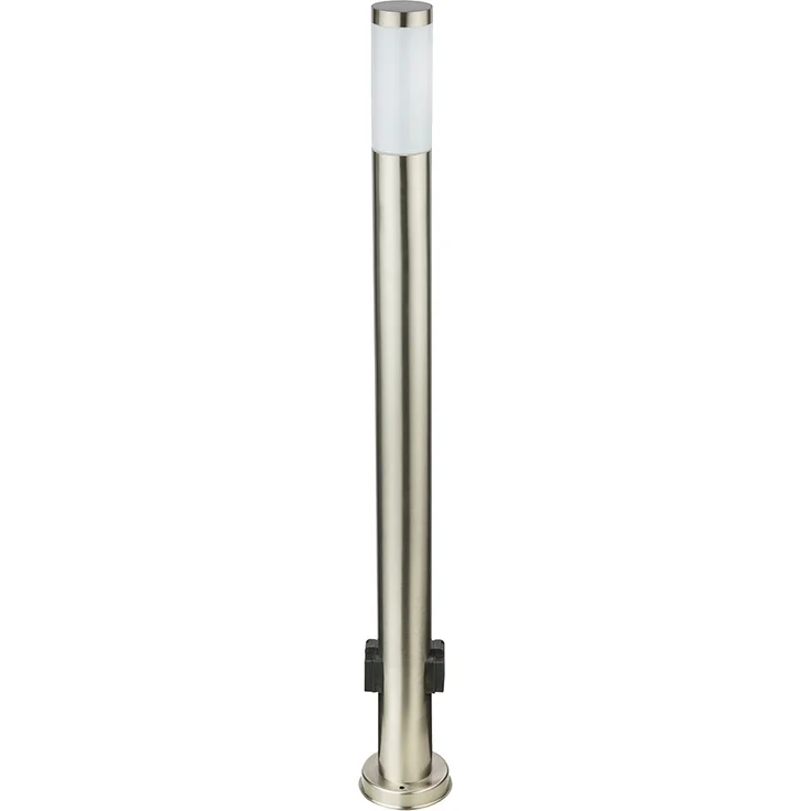 Stehlampe, 2x Steckdose, Edelstahl, silber, H 110 cm – Bild 1
