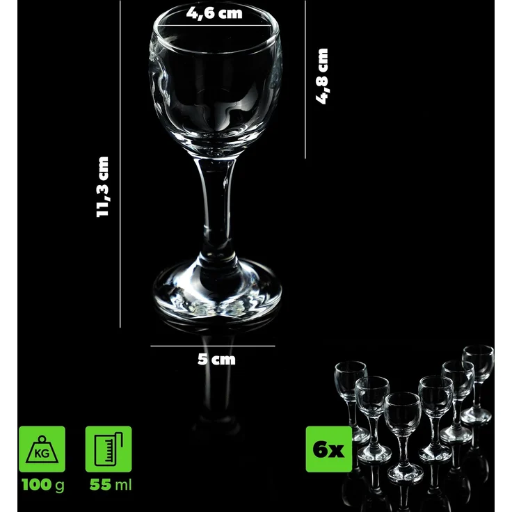 KADAX Gläser für Wodka-Likör-Tinkturen, 55 ml, 6-teiliges Gläserset – Bild 3