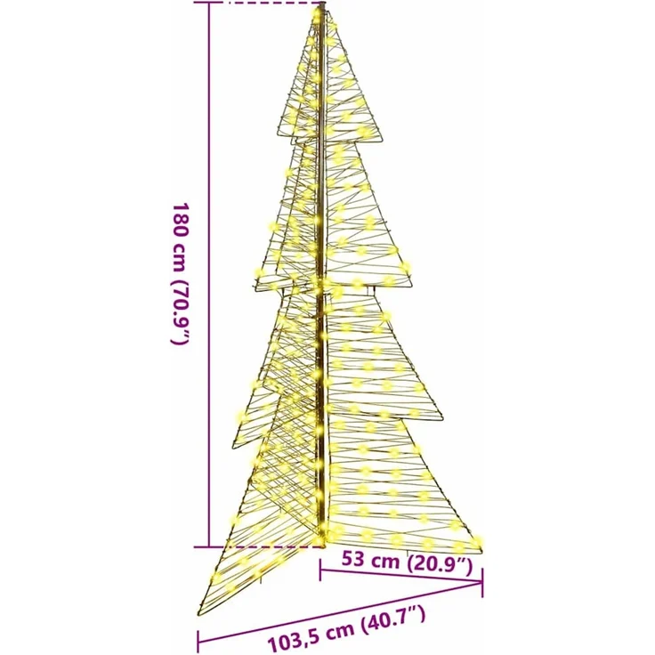 vidaXL Weihnachtsbaum Warmes Weiß 180 cm Rattan 240 LEDs 42019222 – Bild 10