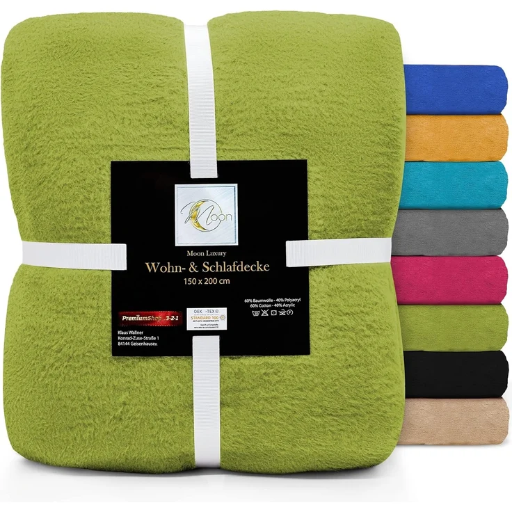 Wohndecke MOON Luxury Kuscheldecke, UNI Decke, ca. 150x200 cm, MOON Heimtextilien, mit geketteltem Rand