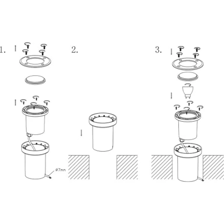 Lucande Bodeneinbaustrahler Ava, wasserdicht IP67, Aluminium Edelstahl, 1-flammig (GU10), Außenleuchte für Garten und Terrasse – Bild 4