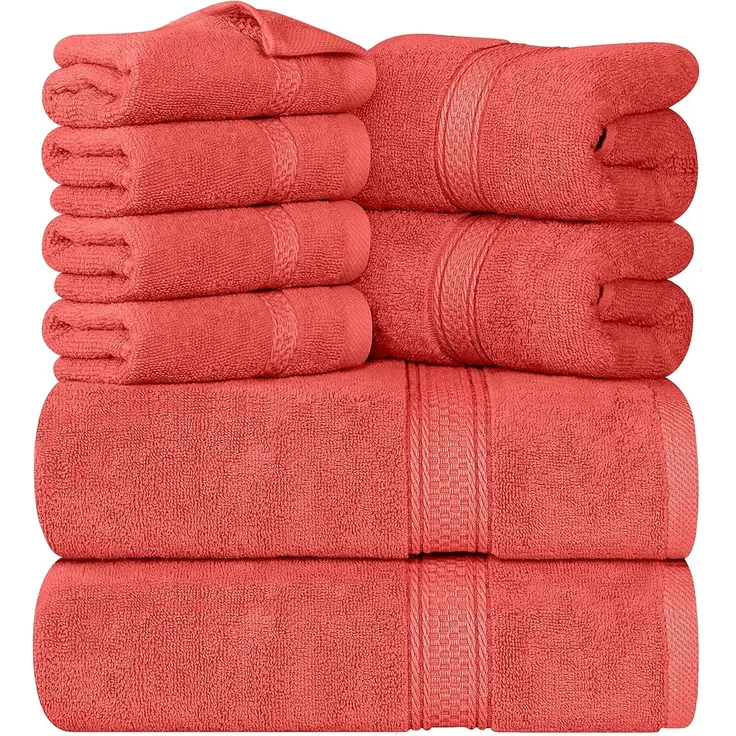 Utopia Towels 8-teiliges Premium-Handtuch-Set, 2 Badetücher, 2 Handtücher und 4 Waschlappen, 600 g/m², 100% ringgesponnene Baumwolle, Fitnessstudio, Hotel und Spa (Koralle)