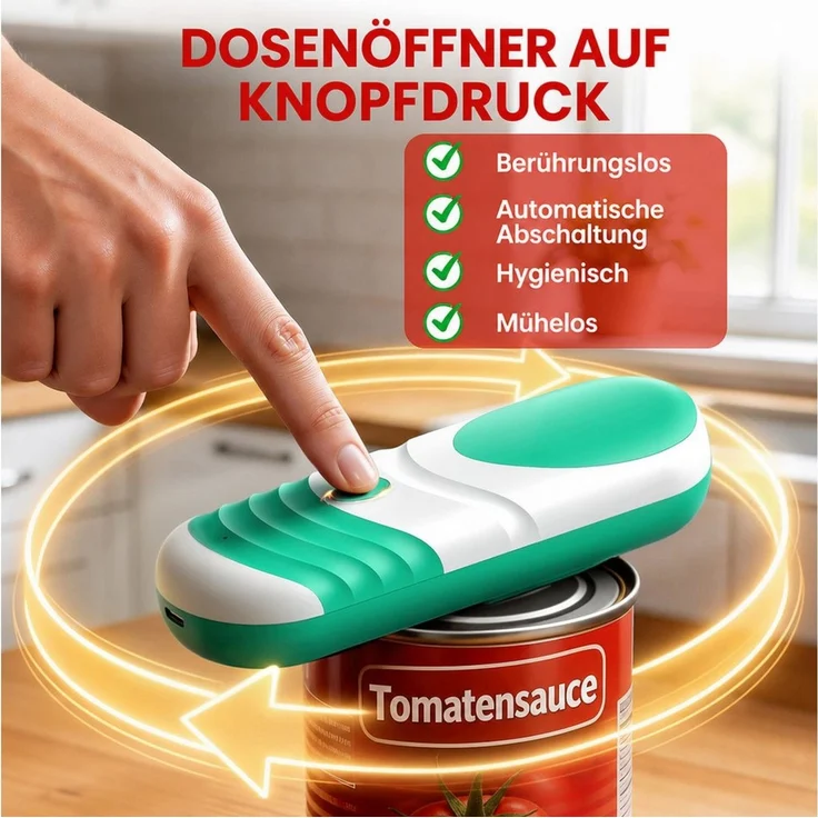 BBWL Elektrischer Dosenöffner freihändig, USB-C wiederaufladbar, für runde/ovale/eckige Dosen, sicher & hygienisch, automatische Abschaltung – Bild 2