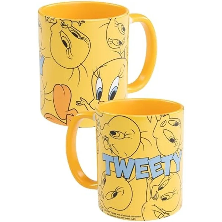 United Labels® Tasse Looney Tunes Tasse Tweety allover Kaffeetasse Becher 320 ml, Keramik
