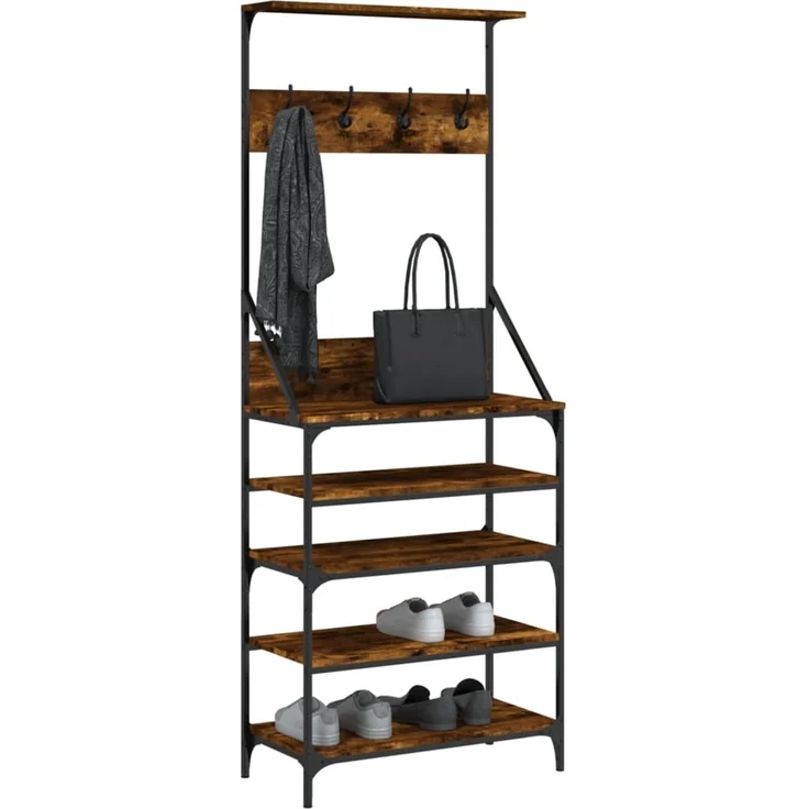 vidaXL Kleiderständer mit Schuhablage Räuchereiche 70x34x184 cm 837874 – Bild 3