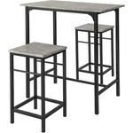 SoBuy OGT10-HG Bartisch-Set mit 2 Hockern, MDF, PVC-Beschichtung, Grau, 80 x 88 x 50 cm