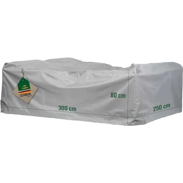 Mehr Garten Premium Protect Lounge Abdeckung rechteckig, 300x250x80 cm, hellgrau, wasserdicht, UV-beständig und atmungsaktiv aus 2-lagigem Polyestergewebe