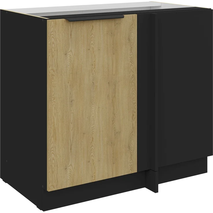 Küchen Eckunterschrank 105 cm CREMONA Eiche hell + Schwarz matt Küche Küchenzeile Küchenblock Einbauküche – Bild 5