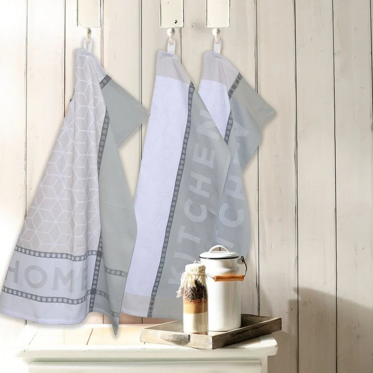 Dyckhoff Geschirrtuch HOME / KITCHEN, Maße je Tuch ca. 50x70 cm, (Set, 6-tlg), mit zwei verschiedenen Motiven – Bild 3