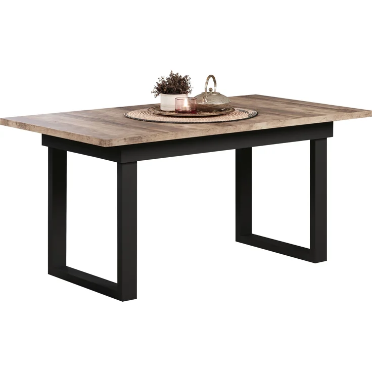 trendteam smart living - Universal - Esstisch - Schwarz/Eiche Tabak - ausziehbarer Küchentisch mit Metallfüßen - (BxHxT) 160-200 x 76 x 80 cm - Tisch geeignet für Küche, ESS- oder Wohnzimmer – Bild 6