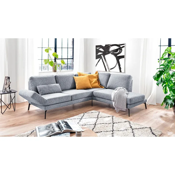 Ecksofa TIZIAN Wohnlandschaft Stoff blau-grau 255x207