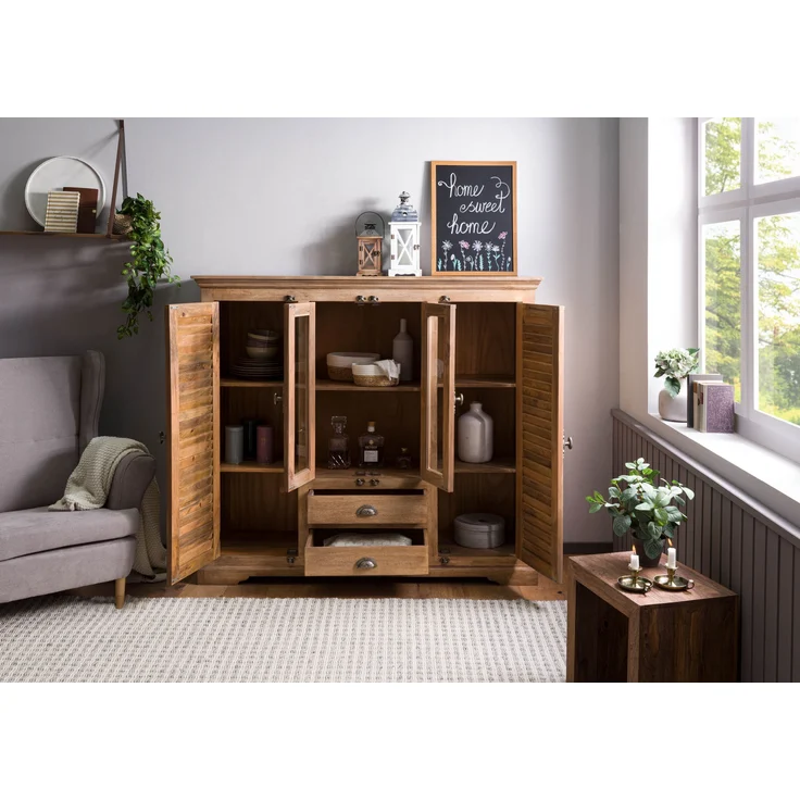Highboard Mango 160x45x142 beige geölt TOULOUSE #15 – Bild 4