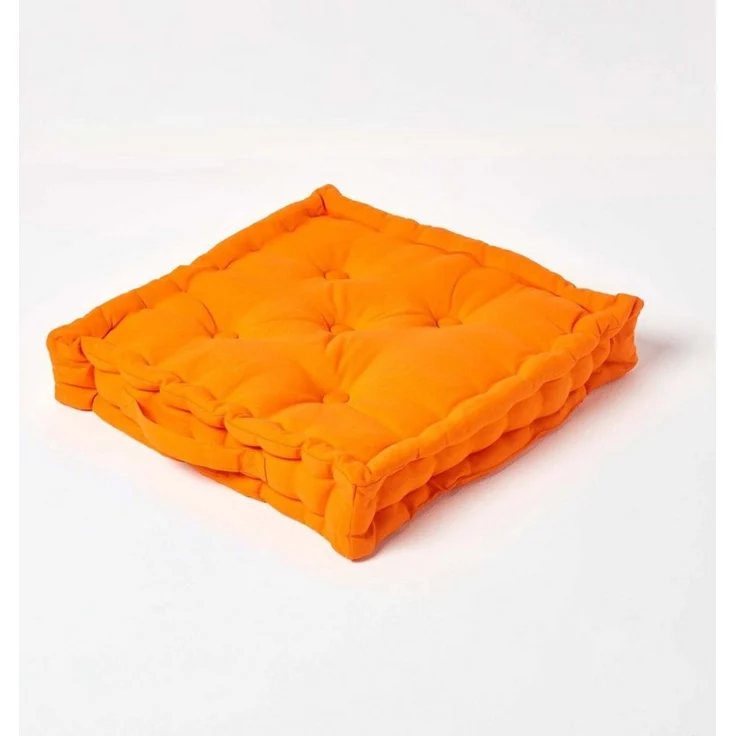 Homescapes Bodenkissen Sitzkissen unifarben orange 40 x 40 cm – Bild 5
