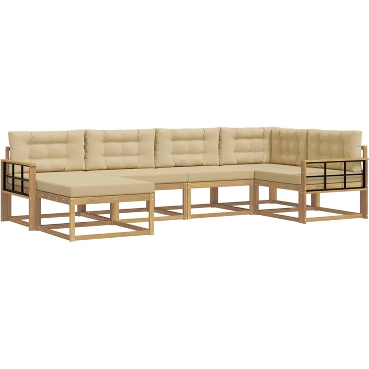 vidaXL Outdoor-Sofagarnitur 6 stk. 6-Sitzer Weiß und Beige Polyester 3386702 – Bild 2