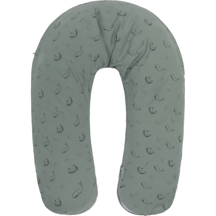 Fillikid Stillkissen 190 cm, EPS-Mikrokugeln, Bezug aus 100% Baumwolle, Wal-Design, Grün