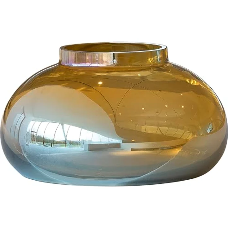 LEONARDO HOME POESIA Vase, handgefertigte Deko-Vase aus goldigem Glas, bauchige Blumen-Vase, 14 cm hoch, 1 Stück, 018650 – Bild 1