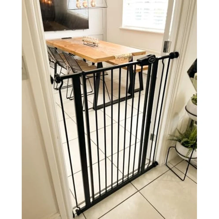 Bettacare Sicherheitsgitter für Kinder und Hunde, Schmal, 68.5cm - 75cm, Mattschwarz, Extra hohes Babygitter von 104cm Höhe, Schmales Druckmontage-Sicherheitsgitter für Treppen – Bild 7