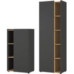 Germania Büro-Set 8599-549 GW-Austin, bestehend aus Zwei Aktenschränken, im Dekor Graphit/Navarra-Eiche-Nb. 139 x 188 x 42 cm