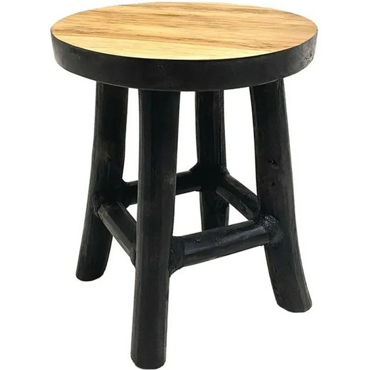 Spetebo Blumenhocker Teak Blumenhocker - schwarz / Ø 15 cm (Packung, 1 St, Massivholz), Holz Pflanzen Ständer mit 4 Füßen – Bild 3