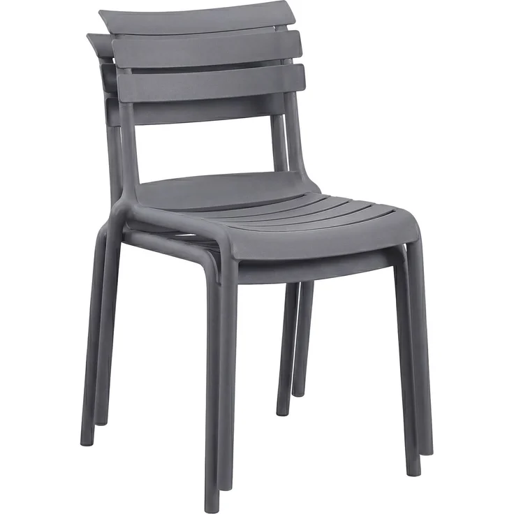 Gartenmöbel-Set KLARA mit 2 Stühlen - 190 x 72 x 82 cm, Kunststoff, Dunkelgrau | Balkonset Gartenset Tisch mit Stühlen Bistroset Outdoor – Bild 6