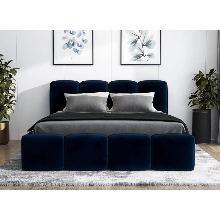 Polsterbett DONA 160x200 mit Matratze, Bettkasten und Lattenrost. Farbe: Blau 11 – Bild 1