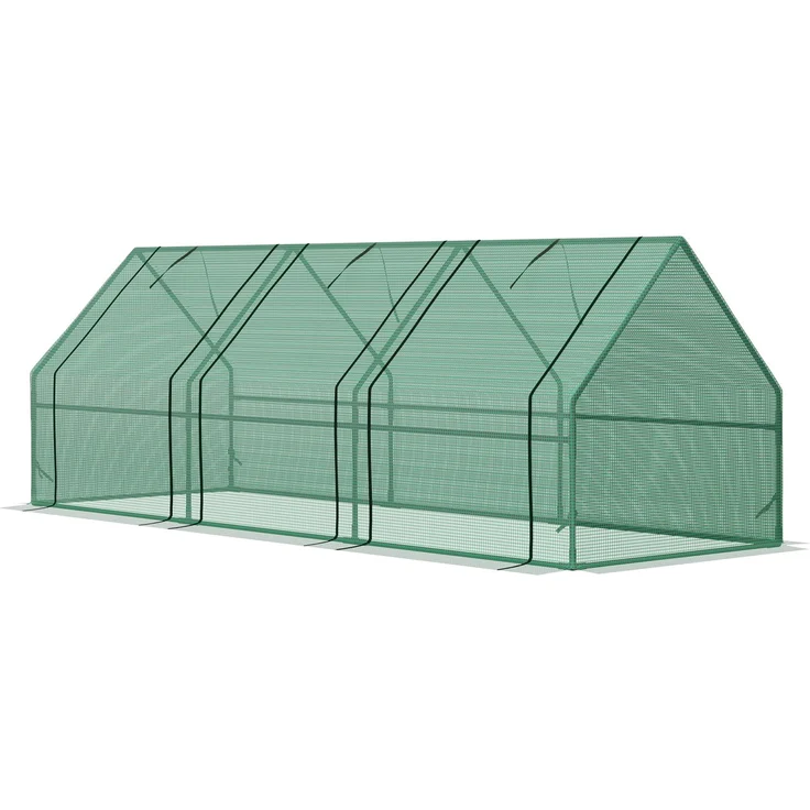 Wohnora-Mini-Gewächshaus, Tunnelgewächshaus, 180 x 90 x 90 cm (L x B x H), Spitzdach, Stahl, hochdichtes PE (140 g/m²), UV-beständig, 3 aufrollbare Reißverschlussfenster, Grün,H 900cm x T 930cm x B 900cm – Bild 3
