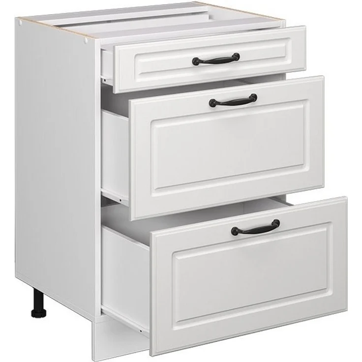 Küchenunterschrank R-Line Weiß Landhaus 60 cm mit Schubladen, ohne Arbeitsplatte Vicco – Bild 3