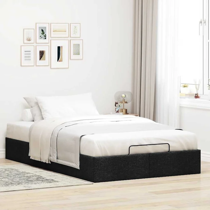 vidaXL Ottoman-Bett ohne Matratze Schwarz 120x200 cm Stoff 3310870 – Bild 2