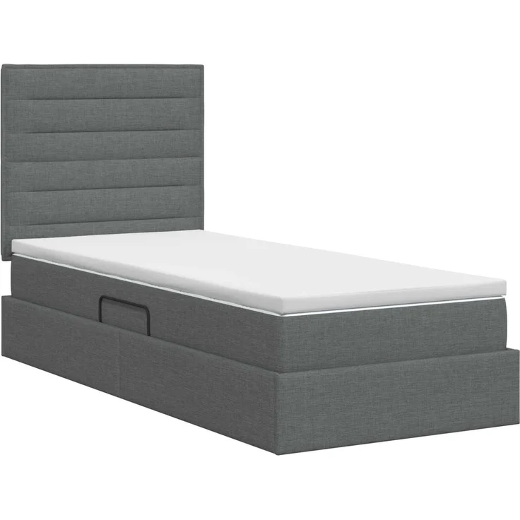 vidaXL Aufbewahrungsbett mit Matratze Dunkelgrau 100 x 200 cm Stoff 3459421 – Bild 8
