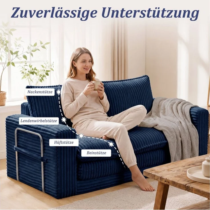 HomeMiYN Schlafsofa 2-Sitzer L139 CM klappbar Ecksofa mit Bettfunktion für kleine Räume, 1 Teile, 2-in-1 Schlafsofa – Tagsüber Sofa, nachts Gästebett (bis 240 kg) – Bild 3
