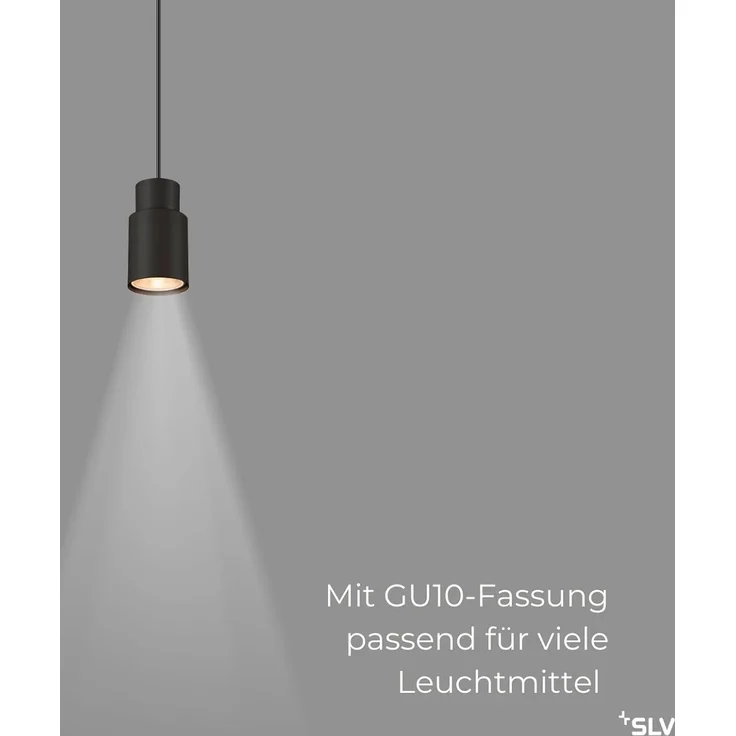 SLV PURI 2.0 Tube, 3~ Pendelleuchte, GU10, Pendellänge 200cm, 1x max. 6W, schwarz - Leuchten mit 3 Phasen Adapter 230V – Bild 3