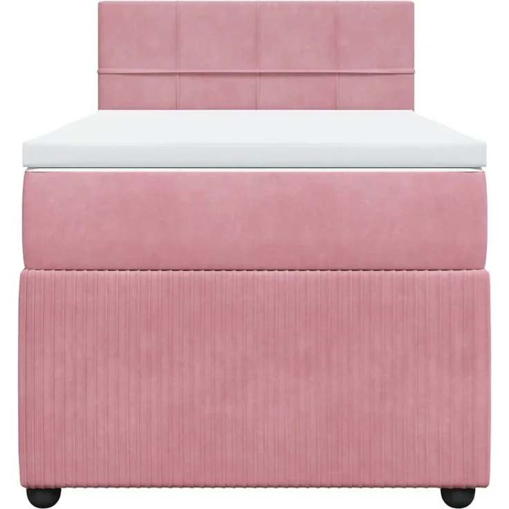 vidaXL Boxspringbett mit Matratze Rosa 80x200 cm Samt 3287595 – Bild 4