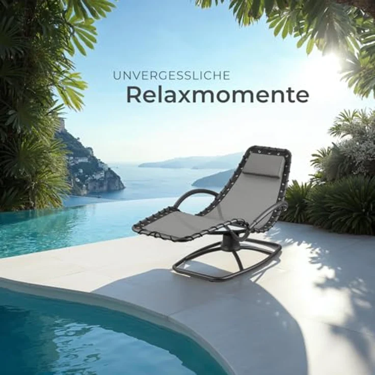 tectake Gartenliege Toulon, 1 St, Ergonomische Gartenliege mit sanfter Schwingfunktion – Bild 9