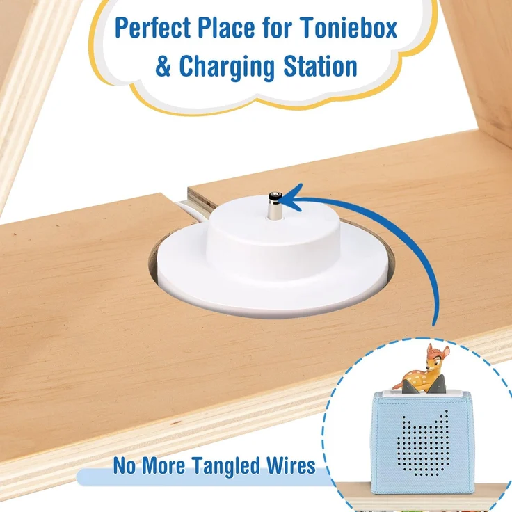 Todeco Tonie-Regal für Toniebox Hörfiguren, Magnetische Aufbewahrung für 70-80 Tonie, Wandregal und Schreibtischregal, Kinderregal für Mädchen & Jungen, Dreiecke – Bild 6