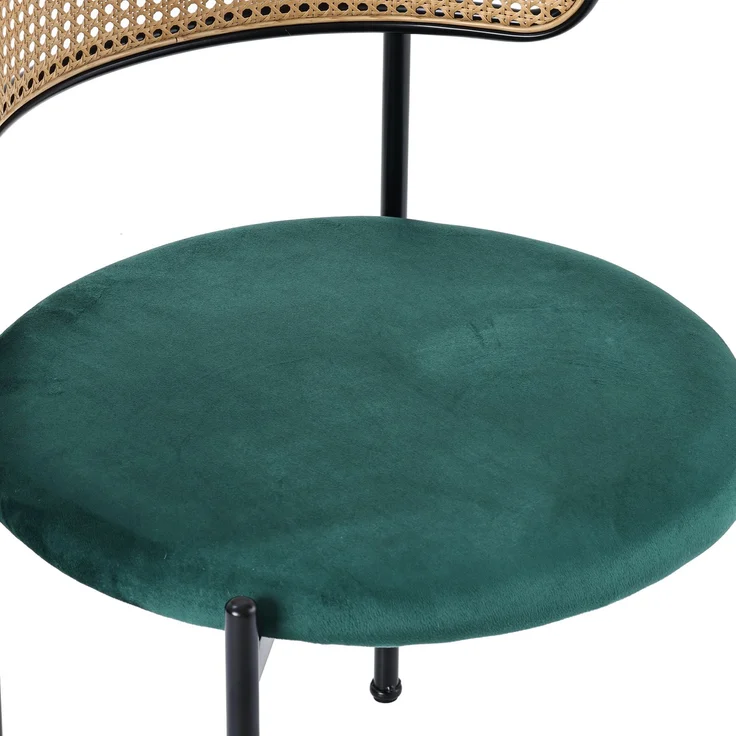 Merax Samt-Esszimmerstuhl (6 St), 6er Set Rattanstuhl Polsterstuhl Rattan-Freizeitstuhl, Wohnzimmerstuhl Samt mit Rückenlehne, Grün – Bild 7
