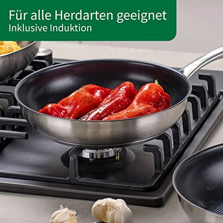 Chefkoch trifft Fackelmann Bratpfanne Ø24 cm München mit Antihaftbeschichtung und Wabenboden - aus Edelstahl – Bild 5
