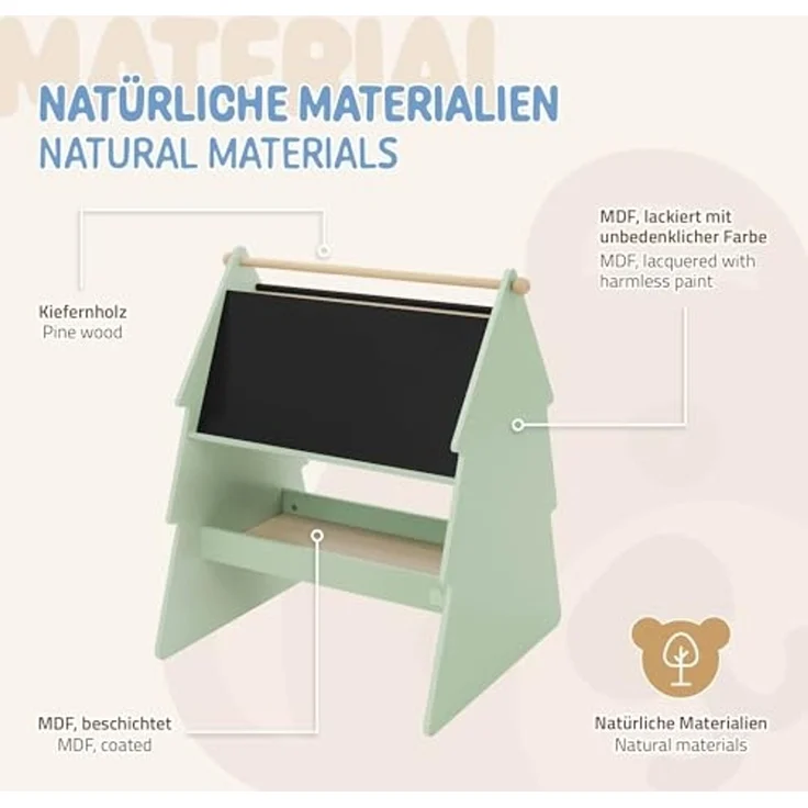 Joyz Spielzeugtruhe Kinderregal Kindermöbel Kinderzimmerregal Spielzeug Spielzimmer Möbel, Tanne Kindertafel mit Ablage & Papierrolle MDF / Kiefer – Bild 6