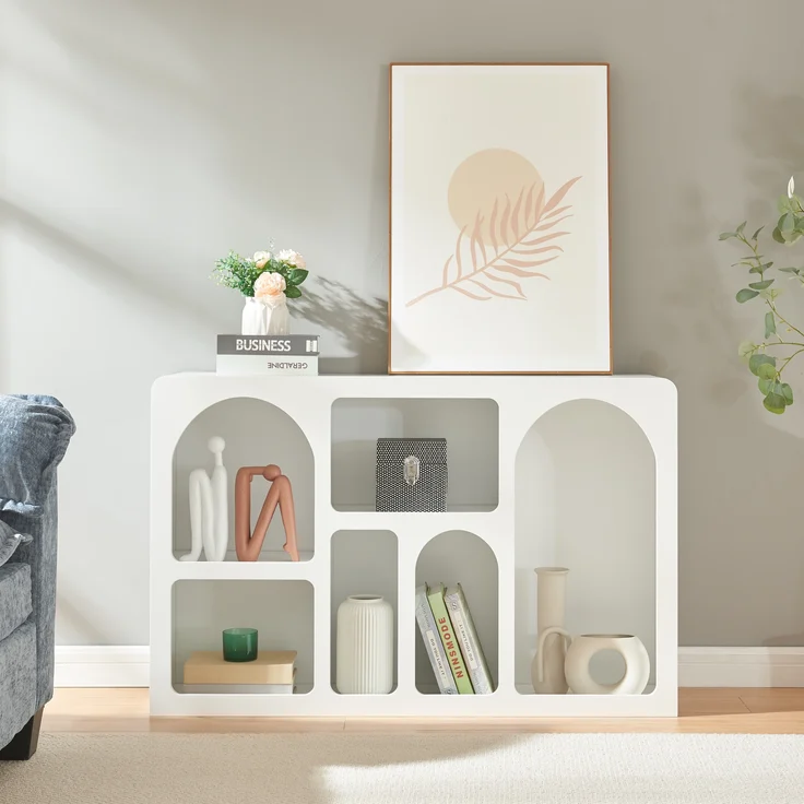 Sideboard Vågå mit offenen Fächern 110x30x70 cm Weiß [en. casa] – Bild 2