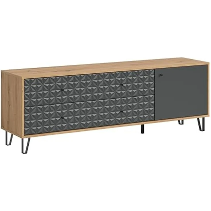 Lowboard (B/H/T: 164x56x40 cm) in Artisan Oak Nachbildung und anthrazit matt – Bild 1