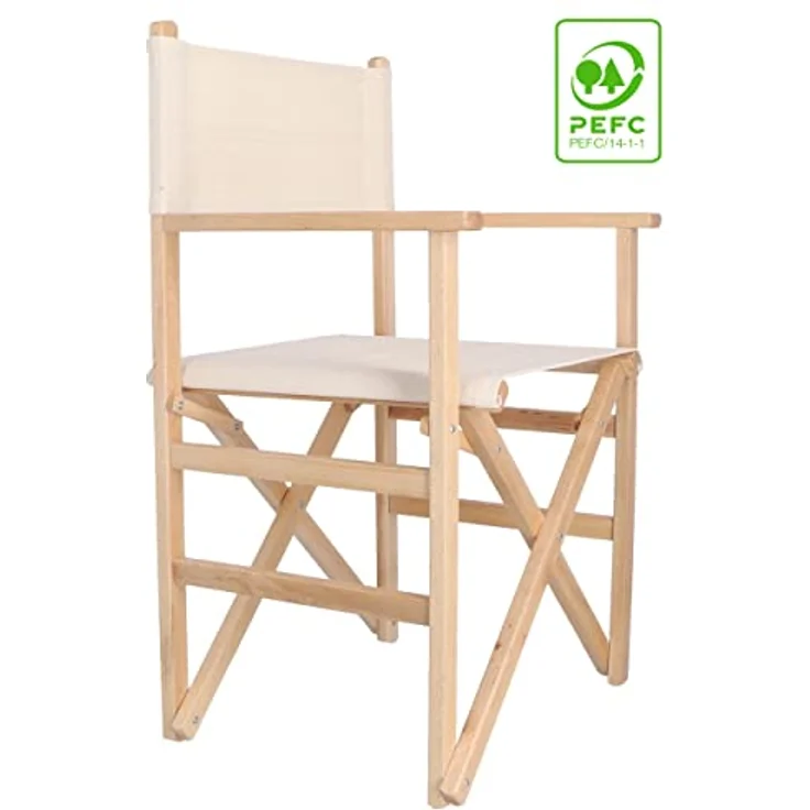 Mueblear 1001 Regie-Stuhl, mit Leinwand und unlackiertem Holz 51,5 x 46 x 86 cm Brute – Bild 5