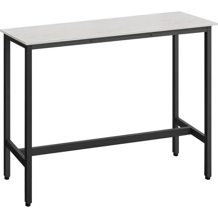 VASAGLE Bartisch, Küchentisch, Küchentresen, rechteckiger Stehtisch, Metallgestell, 40 x 120 x 90 cm, einfacher Aufbau, schmal, Industrie-Design, vintageweiß-tintenschwarz LBT010B73, Weiß, 120 cm