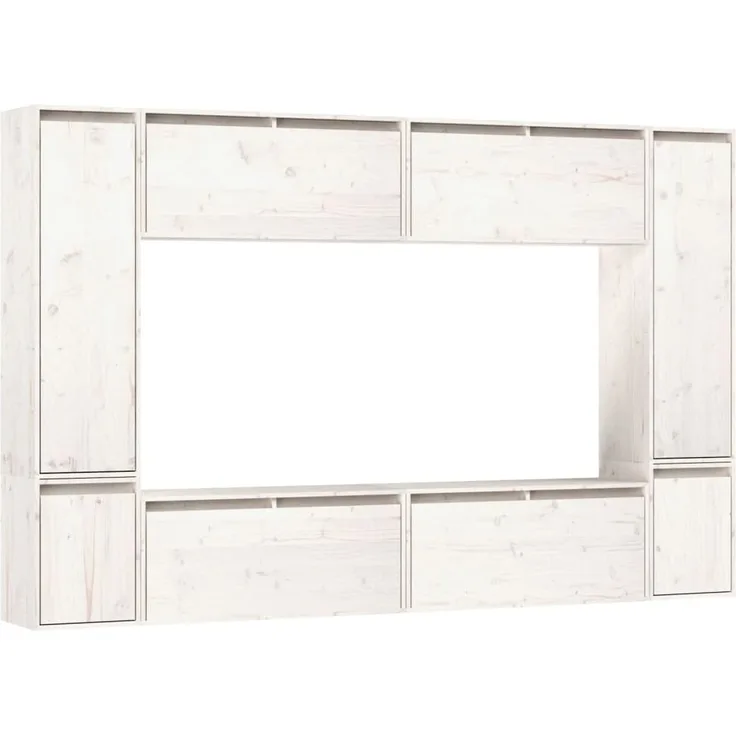 vidaXL TV-Schränke 8 Stk. Weiß Massivholz Kiefer 3100195