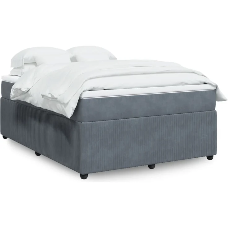 vidaXL Boxspringbett mit Matratze Dunkelgrau 140x200 cm Samt 3285645 – Bild 1