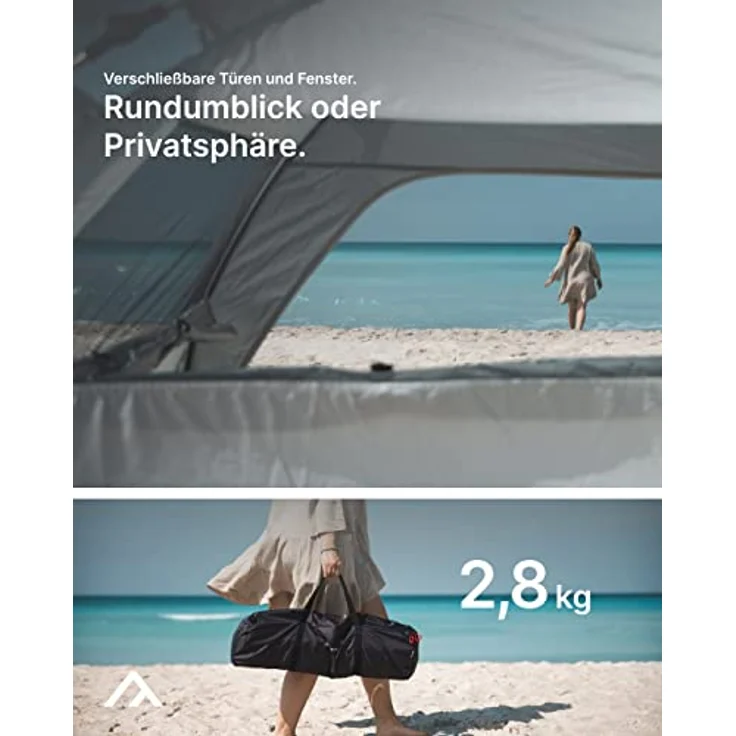 qeedo Quick Palm Strandmuschel mit UV-Schutz (UV80) & kleinem Packmaß - Leichtes, schnell aufzubauendes Strandzelt (Quick-Up System) bietet Sonnenschutz & Windschutz, blau – Bild 4
