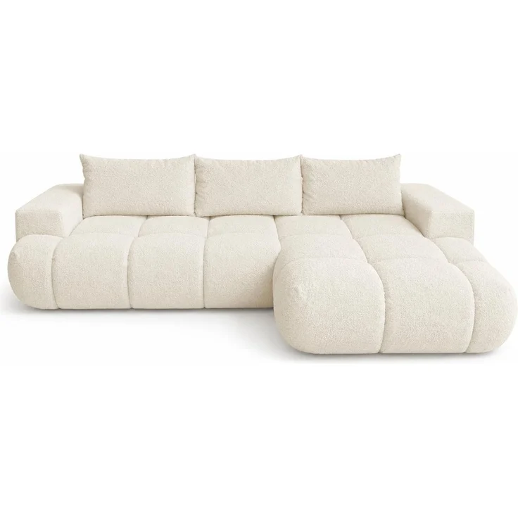 KRISAN MÖBEL Ecksofa BUBBLE in Creme mit Schlaffunktion & Ottomane rechts, modernes Polstersofa, 275 × 73 x 170 cm, Liegefläche 160 × 216 cm – Bild 1
