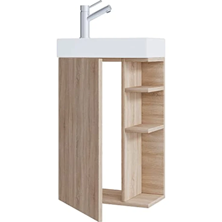 VCM Badmöbelset Lumia, 2-tlg Gäste WC Set mit Waschplatz und hochwertigen Keramikwaschbecken, schmal, ca. H. 70 x B. 40 x T. 22 cm – Bild 4