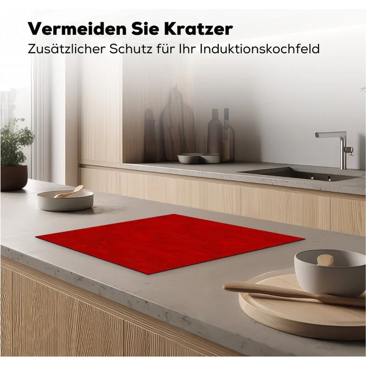 MuchoWow Herd-Abdeckplatte Muster - Ölfarbe - Rot, Vinyl, (1 tlg), Ceranfeldabdeckung Küche, Herdabdeckplatte Einteilig, 60x52 cm – Bild 3