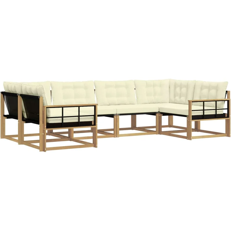 vidaXL Outdoor-Sofagarnitur 6 stk. 6-Sitzer Weiß und Creme 3389024 – Bild 2